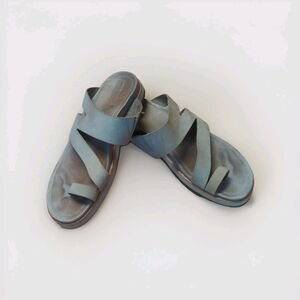 Merrell Juno Wrap Moon Sandals Womens 10 Beige Leather Slip On Comfort